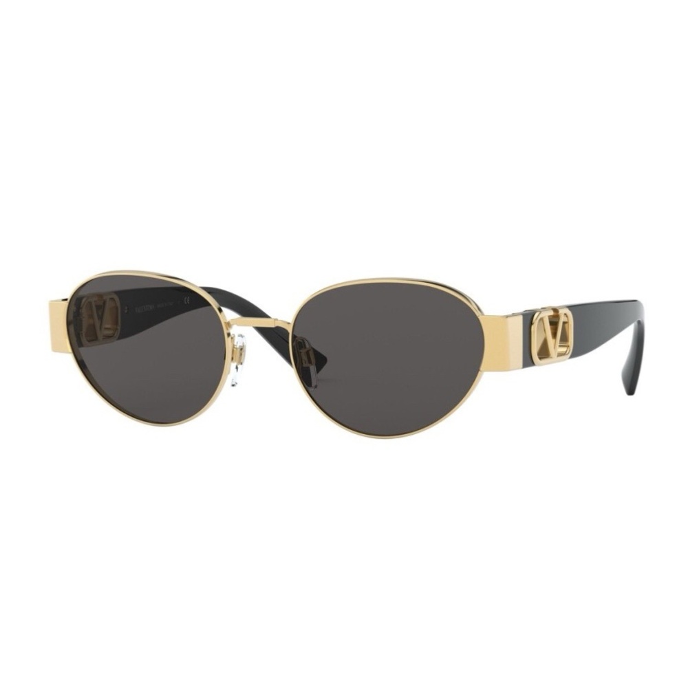 VALENTINO GARAVANI VA 2037 V-Logo Rockstud Y2K 90s Oval Gold Sunglasses